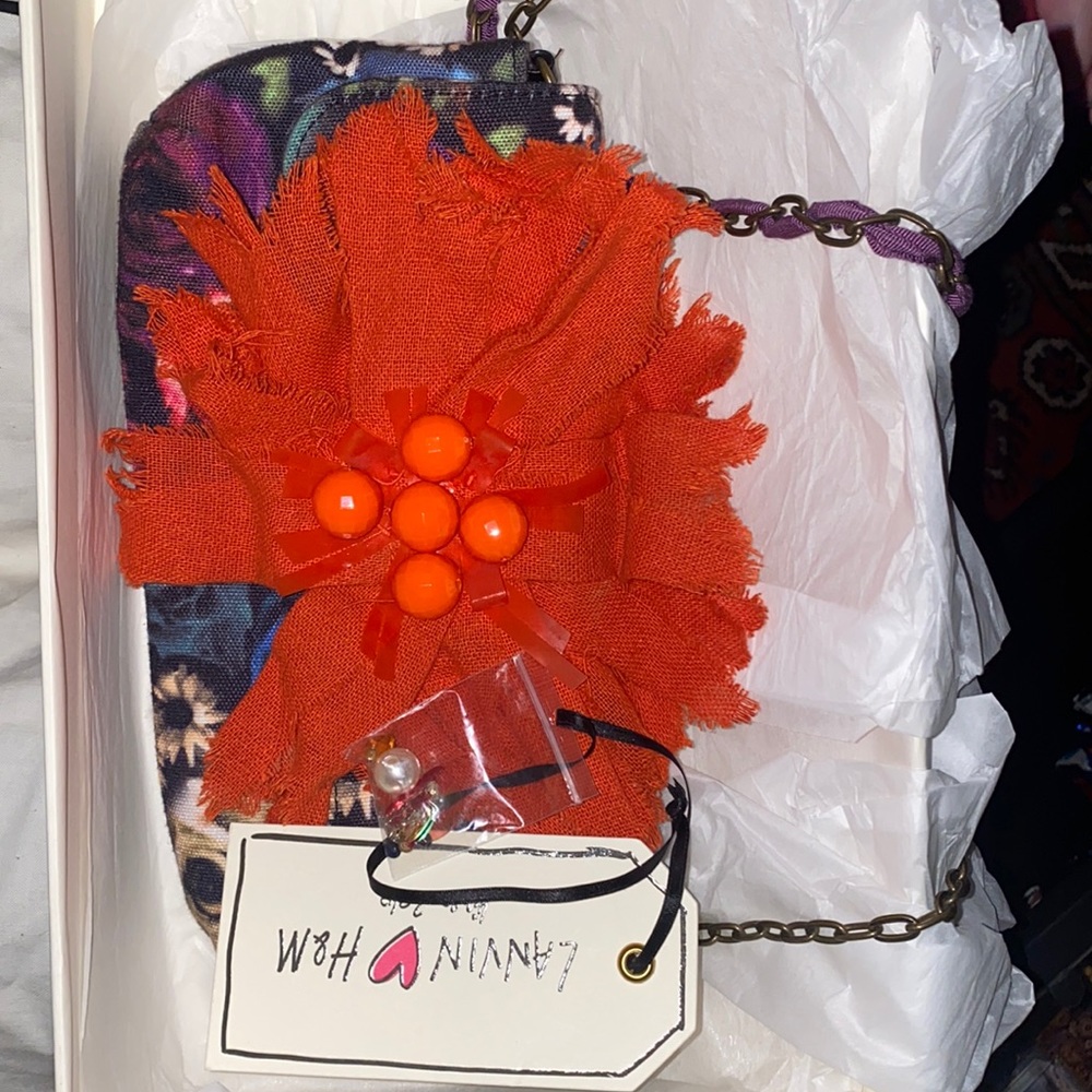 Lanvin H&M Evening Bag on Chain Flower Beads Bow